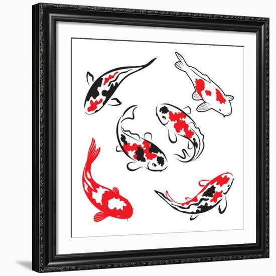 Set Of Koi Fish Illustration-Pixelcraft-Framed Art Print