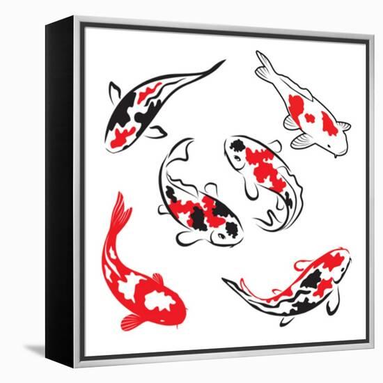 Set Of Koi Fish Illustration-Pixelcraft-Framed Stretched Canvas