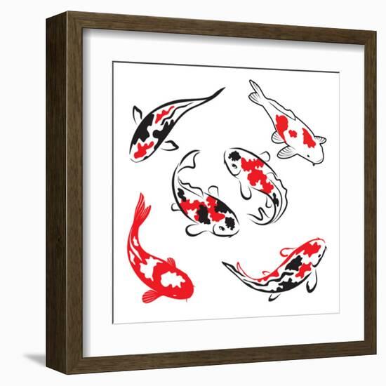 Set Of Koi Fish Illustration-Pixelcraft-Framed Art Print