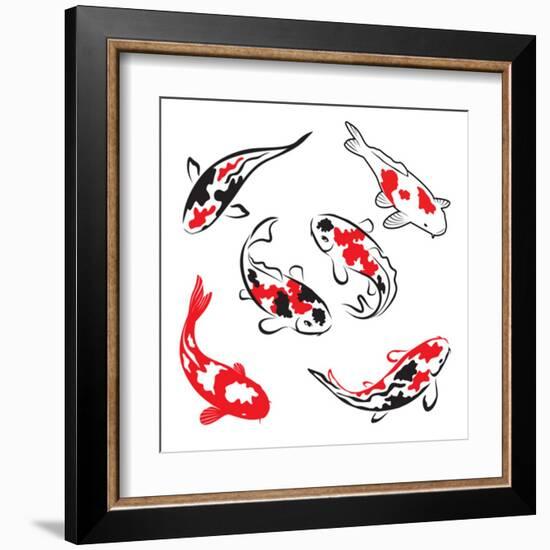 Set Of Koi Fish Illustration-Pixelcraft-Framed Art Print