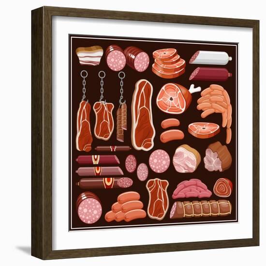 Set of Meat Products.-gurZZZa-Framed Premium Giclee Print