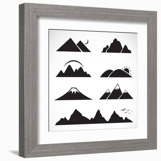 Set of Mountain Icons-yod67-Framed Art Print