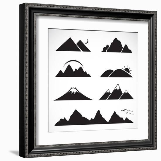 Set of Mountain Icons-yod67-Framed Art Print