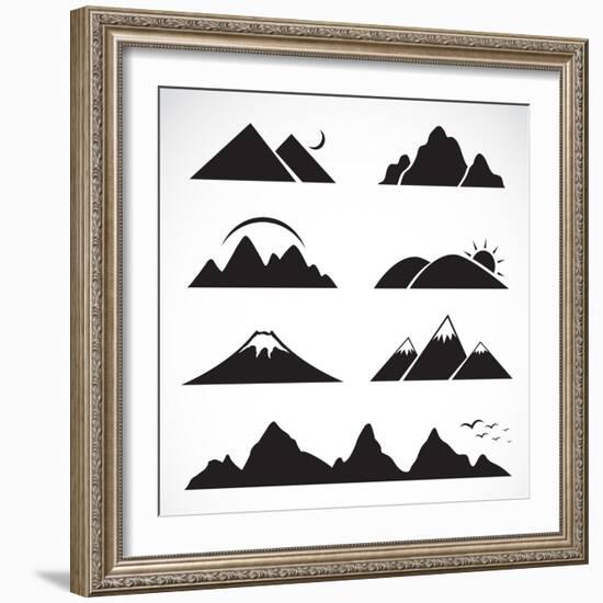 Set of Mountain Icons-yod67-Framed Premium Giclee Print