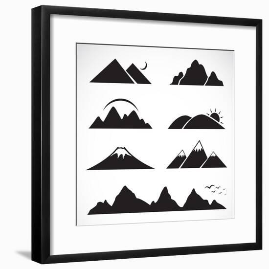 Set of Mountain Icons-yod67-Framed Premium Giclee Print