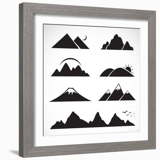 Set of Mountain Icons-yod67-Framed Art Print