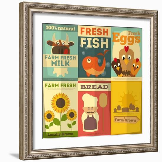 Set of Posters for Organic Farm Food-elfivetrov-Framed Art Print