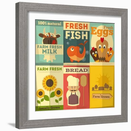 Set of Posters for Organic Farm Food-elfivetrov-Framed Art Print