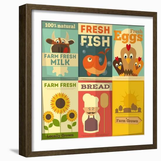 Set of Posters for Organic Farm Food-elfivetrov-Framed Art Print