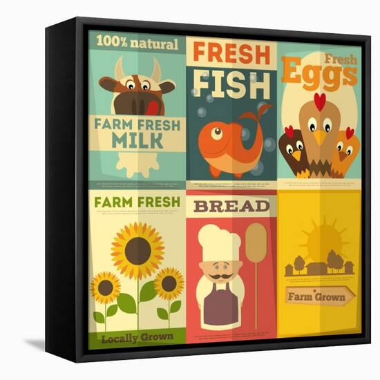 Set of Posters for Organic Farm Food-elfivetrov-Framed Stretched Canvas