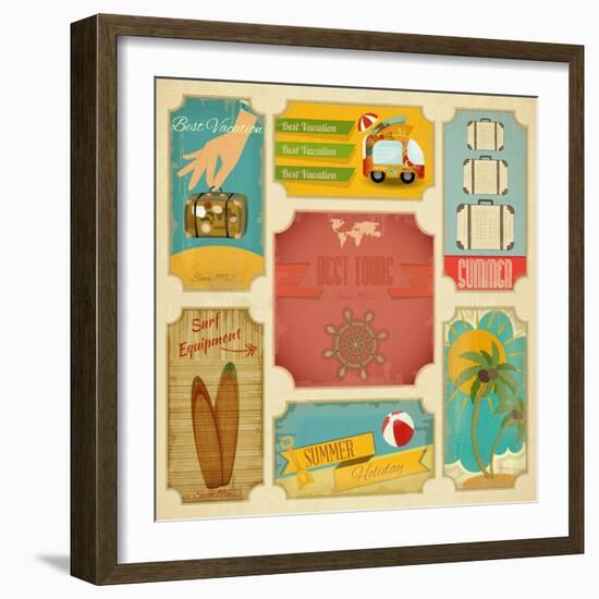 Set Of Retro Summer Labels-elfivetrov-Framed Art Print