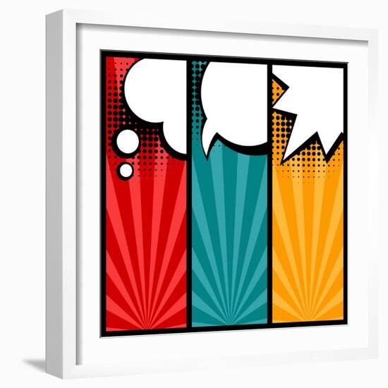 Set of Speech Bubbles in Pop Art Style-incomible-Framed Art Print