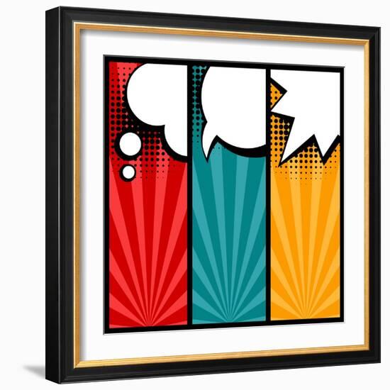 Set of Speech Bubbles in Pop Art Style-incomible-Framed Art Print