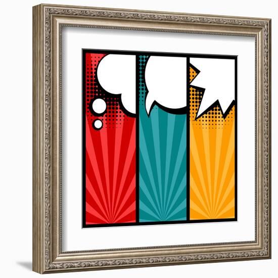 Set of Speech Bubbles in Pop Art Style-incomible-Framed Art Print