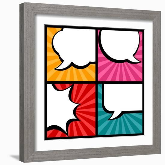 Set of Speech Bubbles in Pop Art Style-incomible-Framed Art Print