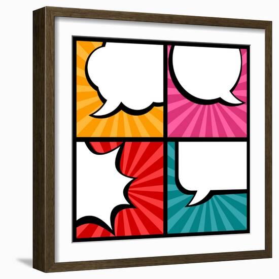 Set of Speech Bubbles in Pop Art Style-incomible-Framed Art Print