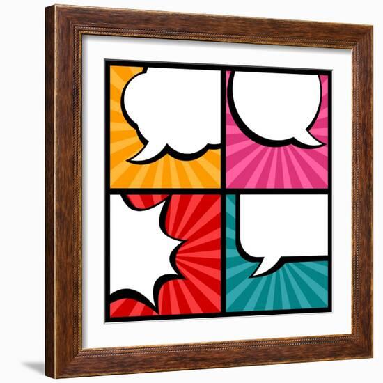 Set of Speech Bubbles in Pop Art Style-incomible-Framed Art Print