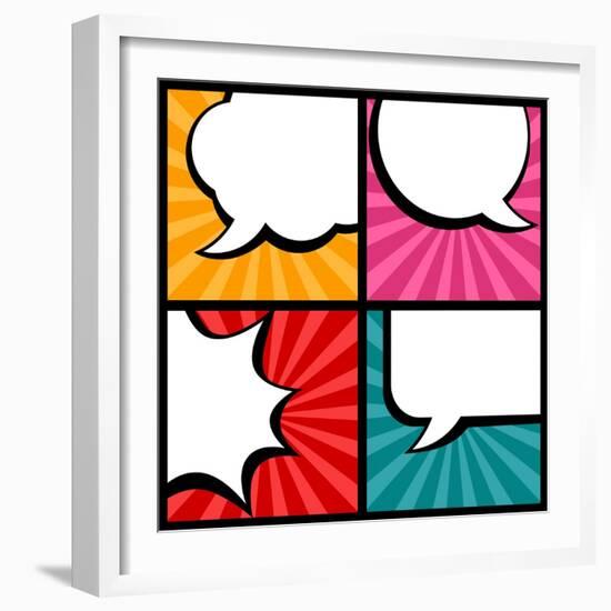 Set of Speech Bubbles in Pop Art Style-incomible-Framed Art Print