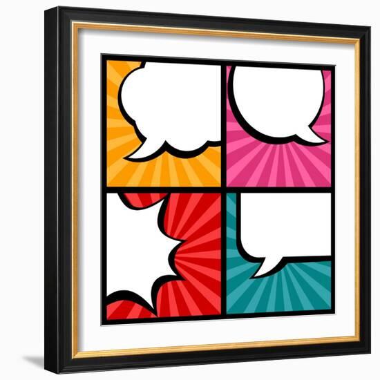 Set of Speech Bubbles in Pop Art Style-incomible-Framed Art Print