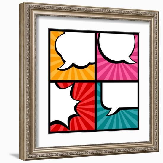 Set of Speech Bubbles in Pop Art Style-incomible-Framed Art Print