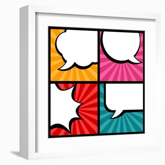 Set of Speech Bubbles in Pop Art Style-incomible-Framed Art Print