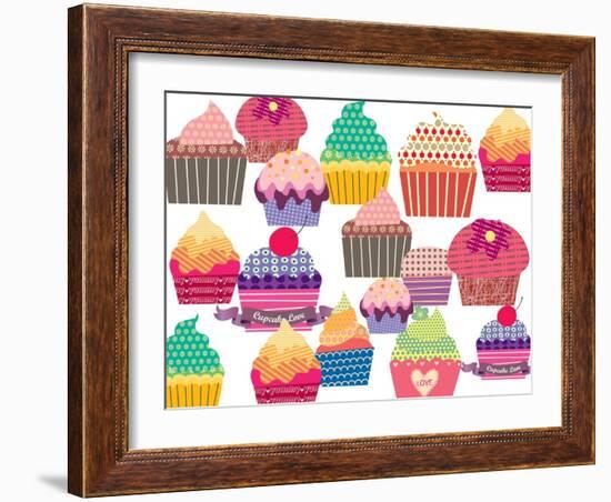 Set Of Sweet Cupcakes-minipop-Framed Art Print
