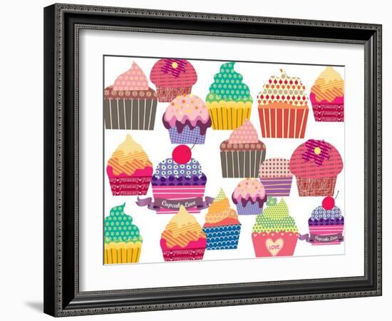 Set Of Sweet Cupcakes-minipop-Framed Art Print