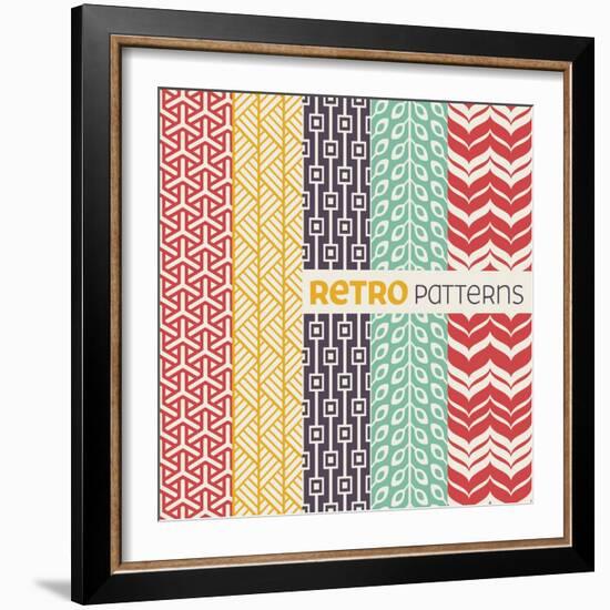 Set of Vector Seamless Patterns in Retro Style.-evdakovka-Framed Art Print