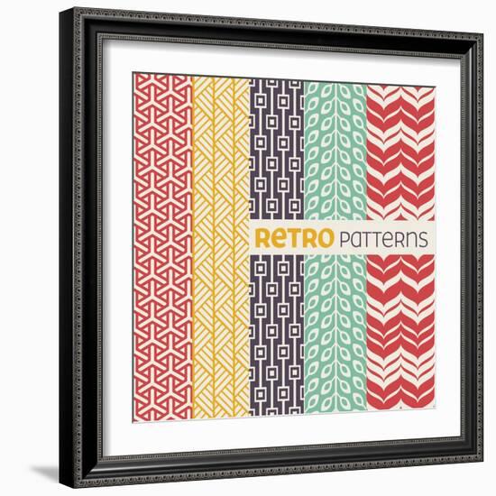 Set of Vector Seamless Patterns in Retro Style.-evdakovka-Framed Art Print