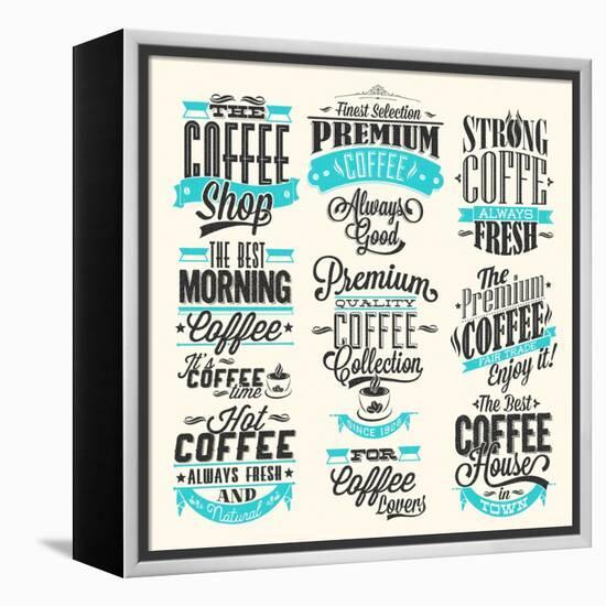 Set Of Vintage Retro Coffee Labels-Melindula-Framed Stretched Canvas