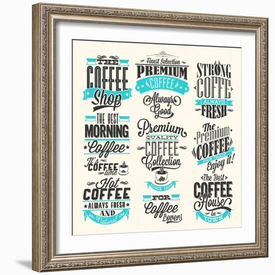 Set Of Vintage Retro Coffee Labels-Melindula-Framed Art Print