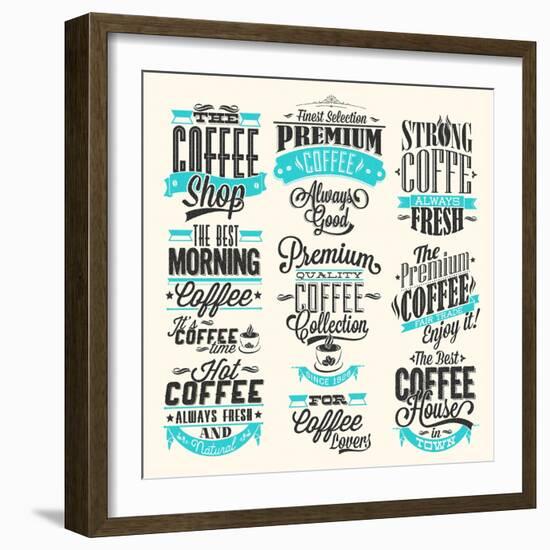 Set Of Vintage Retro Coffee Labels-Melindula-Framed Art Print