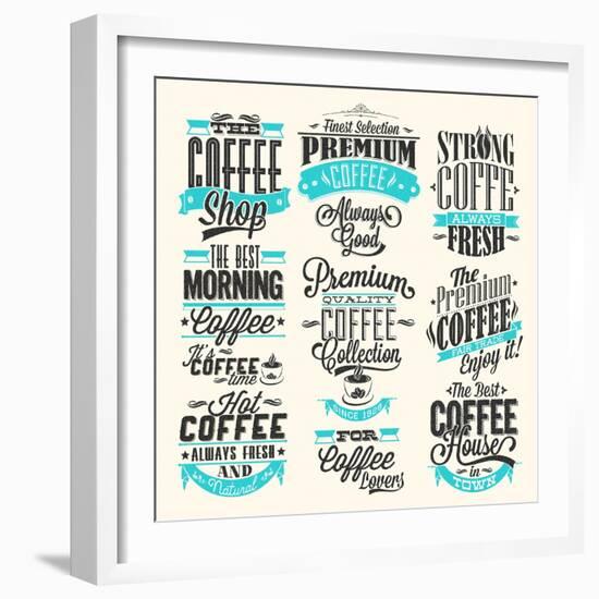 Set Of Vintage Retro Coffee Labels-Melindula-Framed Art Print