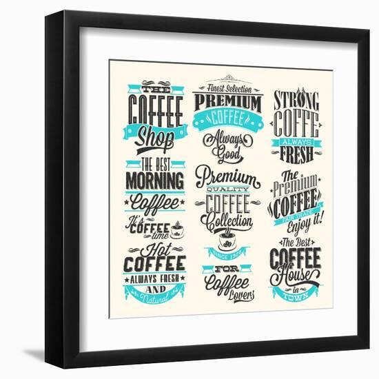 Set Of Vintage Retro Coffee Labels-Melindula-Framed Art Print