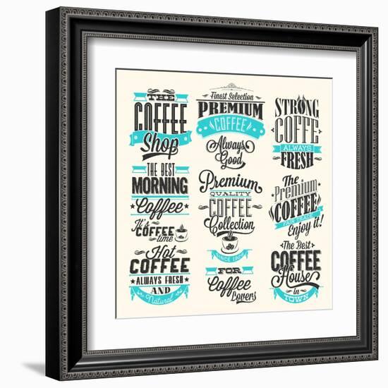 Set Of Vintage Retro Coffee Labels-Melindula-Framed Art Print