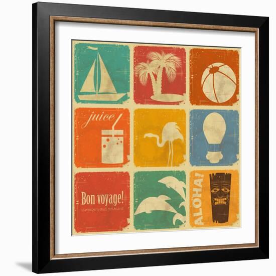 Set Of Vintage Travel Labels-elfivetrov-Framed Art Print