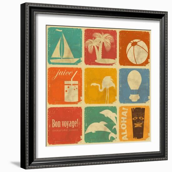 Set Of Vintage Travel Labels-elfivetrov-Framed Art Print