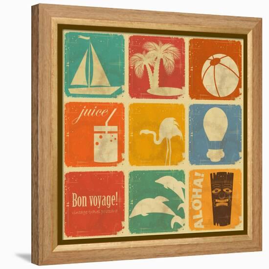 Set Of Vintage Travel Labels-elfivetrov-Framed Stretched Canvas