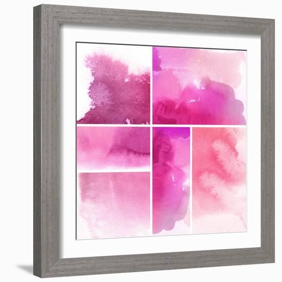 Set Of Watercolor Abstract Hand Painted Backgrounds-katritch-Framed Art Print