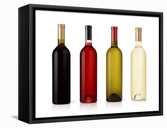 Set Of White, Rose, And Red Wine Bottles. Isolated On White Background-Gresei-Framed Premier Image Canvas
