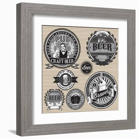 Set Retro Icons to Topic Beer-111chemodan111-Framed Art Print