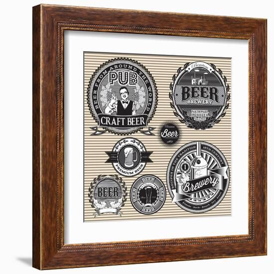 Set Retro Icons to Topic Beer-111chemodan111-Framed Art Print
