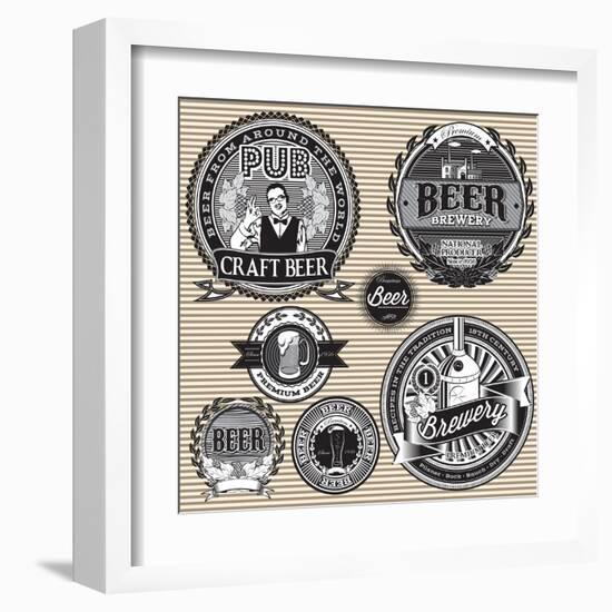 Set Retro Icons to Topic Beer-111chemodan111-Framed Art Print