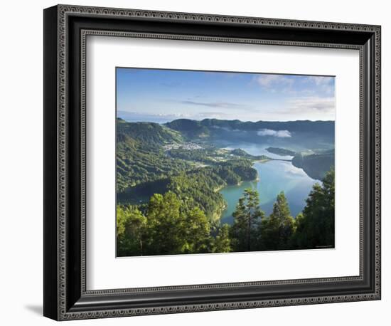 Sete Cidades Village with Lagoa Azul and Lagoa Verde, Sao Miguel Island, Azores, Portugal-Alan Copson-Framed Photographic Print