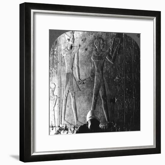 Sethos I and His Son Ramses II Worshiping their Ancestors, Abydos, Egypt, C1900-Underwood & Underwood-Framed Photographic Print