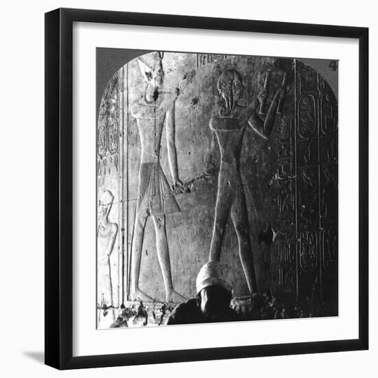 Sethos I and His Son Ramses II Worshiping their Ancestors, Abydos, Egypt, C1900-Underwood & Underwood-Framed Photographic Print