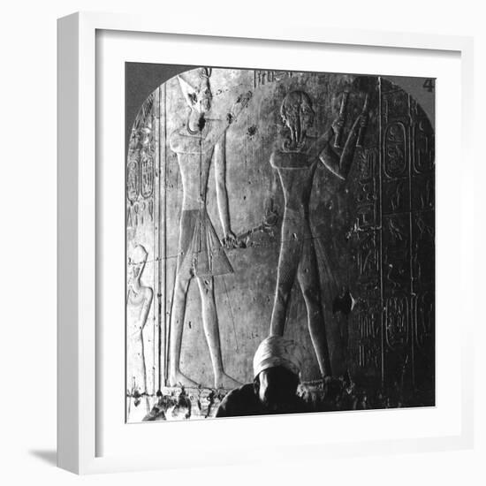 Sethos I and His Son Ramses II Worshiping their Ancestors, Abydos, Egypt, C1900-Underwood & Underwood-Framed Photographic Print