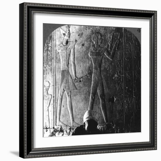 Sethos I and His Son Ramses II Worshiping their Ancestors, Abydos, Egypt, C1900-Underwood & Underwood-Framed Photographic Print