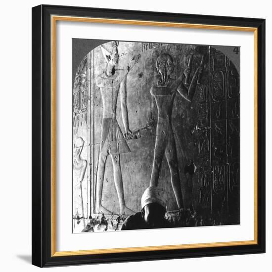 Sethos I and His Son Ramses II Worshiping their Ancestors, Abydos, Egypt, C1900-Underwood & Underwood-Framed Photographic Print