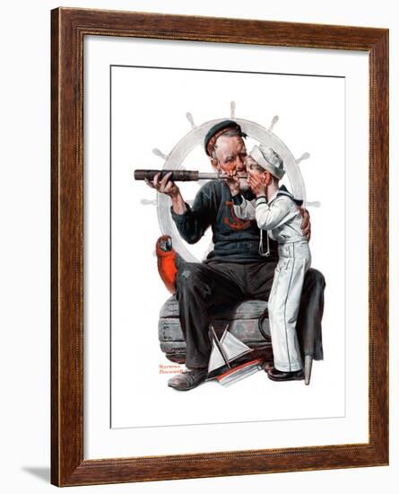 "Setting One's Sights" or "Ship Ahoy", August 19,1922-Norman Rockwell-Framed Premium Giclee Print